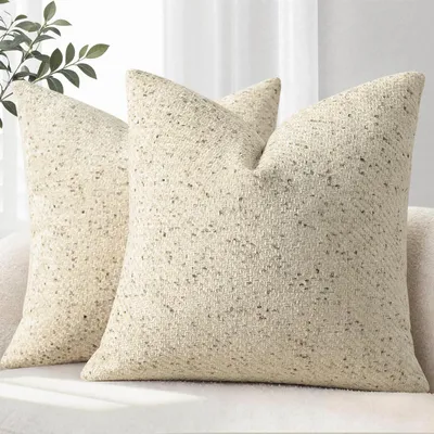 Produktbild von Chenille Kissenbezug 40x40 cm, 2er Set, beige, für Wohnzimmer