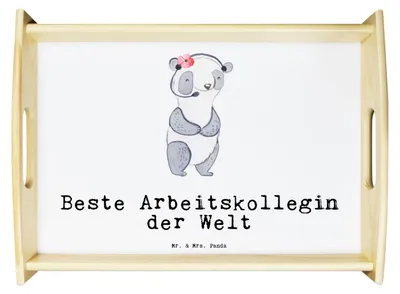 Produktbild von Mr. & Mrs. Panda Tablett Panda Beste Arbeitskollegin der Welt - Weiß - Geschenk, für bett, Büro, Deko, Freundin, Geschenkidee, Beruf, sofatablett, Serviertablett, Arbeit