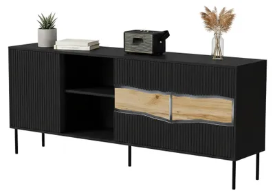 Image de Mestrino - Buffet, 190x40x80h cm Noir, une Étagère