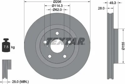 Produktbild von 2x TEXTAR Bremsscheibe 92168803 für TOYOTA Verso (_R2_) für LEXUS ES (_V6_)
