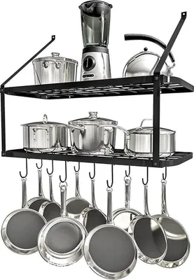 Produktbild von Famanu Halter Pannenhalter mit 15 Haken - Wandmontage in Mattschwarz, 75 cm
