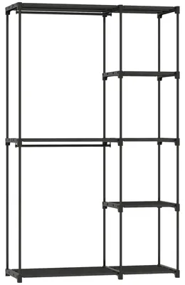 Zdjęcie produktu dla Szafa na ubrania z 2 drążkami i 6 półkami | Kolor: czarny | Wymiary: 111x43x185 cm