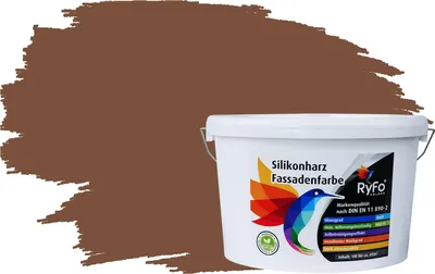 Produktbild von RyFo Colors Silikonharz Fassadenfarbe Lotuseffekt Trend Nougatbraun 10l - bunte Fassadenfarbe, weitere Braun Farbtöne und Größen erhältlich, Deckkraft Klasse 1