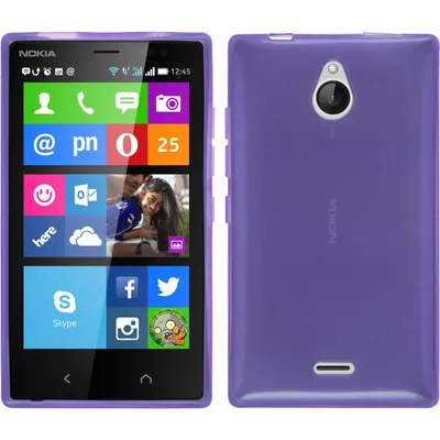 Produktbild von PhoneNatic Case kompatibel mit  Nokia X2 - lila Silikon Hülle transparent + 2 Schutzfolien