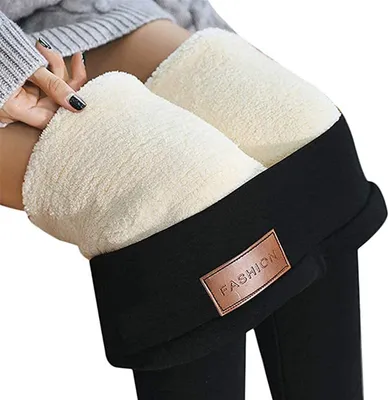 Produktbild von Damen Warme Thermo Leggings Verdicken mit Plüsch Gefüttert Slim Lange Leggings Elastische Winter Strumpfhose Hosen ,Schwarz B ,4XL
