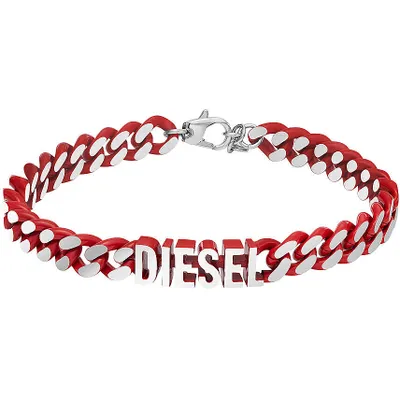 Image de Diesel DX1415040 Bracelet homme en acier inoxydable Argent rouge 20 cm