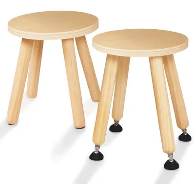 Kindertritthocker aus Holz, 2er-Set, natur, höhenverstellbar