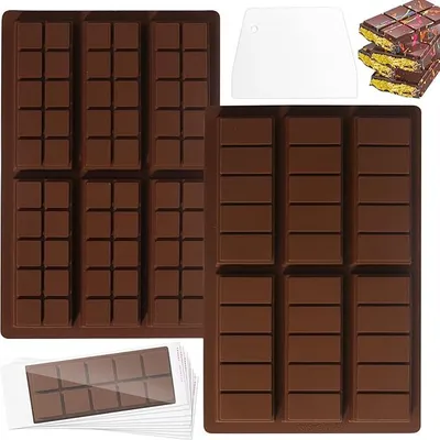 Produktbild von 2 Stück Silikonform Schokolade, Silikonform für 6 Mulden Schokolade Mulden Schokoladenform Rechteckige Formen Backen, Antihaft Schokoladenform Süßigkeitenformen für DIY Backen Kekse