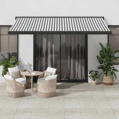 Obrázok produktu pre Maison Exclusive – zatahovacia markíza v antracitovej a bielej farbe, 4,5 x 3 m, plátno a hliník