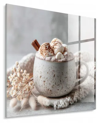 Produktbild von STYLER Glasbild 30x30 cm Cozy Cocoa modernes Design stilvolle Wanddekoration Küche Wohnzimmer Schlafzimmer Esszimmer