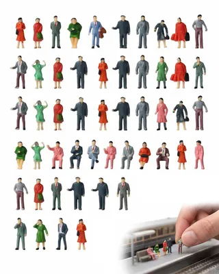 50 Miniaturfiguren 1:87 für Modelleisenbahnen, Dioramen