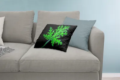 Produktbild von MuchoWow® Zierkissen Sofakissen Wohnzimmer Dekokissen 60x40 cm Einzelne grüne Blätter auf schwarzem Hintergrund - Kopfkissen - Polster mit Foto