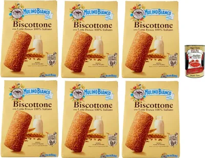 Produktbild von Mulino Bianco BisBaumwollee Biscotti con Latte Fresco 100% italiano, Kekse mit frischer Milch 100% Italienisch, biscuits cookies 6x 700 g + Italian Gourmet polpa 400g