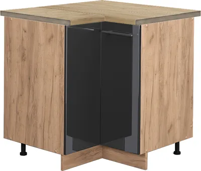 Produktbild von Eckunterschrank Vicco Fame-Line Anthrazit Hochglanz 80.5 cm , AP Eiche, Model 46940