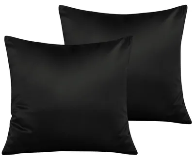 Produktbild von Kissenbezüge Satin 40x40 cm Schwarz 2er Set mit Reißverschluss