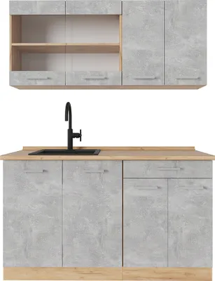 Produktbild von Vicco Single küche R-Line, 140 cm ohne Arbeitsplatte, Beton/Goldkraft Eiche
