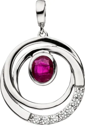 Produktbild von JOBO Anhänger 375 Gold Weißgold 7 Zirkonia 1 Rubin rot Rubinanhänger