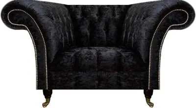 Zdjęcie produktu dla Fotel tapicerowany Chesterfield czarny jednoosobowy fotel