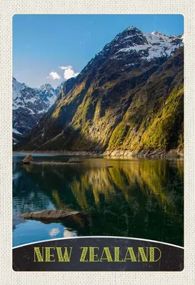 Immagine prodotto di vianmo Insegna in legno 30x20 cm Neuseeland Meer Gebirge Natur