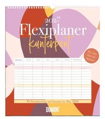 Produktbild von DUMONT Flexiplaner 2027 Familienkalender 34,5 × 40 cm mit Mondphasen und Datumsschieber