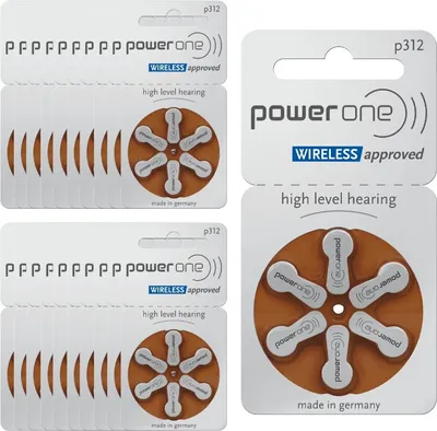 Produktbild von Hörgeräte Batterien Hörgerätebatterie Batterie für Hörgerät Typ 10,13,312,675 PowerOne Typ 312 20 Posten 120 Stück