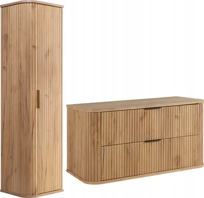A tall cabinet and a low cabinet are shown side-by-side against a white background.