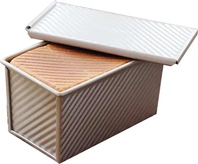 Produktbild von CANDeal Brot Toastform Laib Pfanne Brotbackform Kastenform mit Deckel gewellt Pullman-Laib Pfanne Brotbackform mit Deckel Gebäck Brotbackform Allumiumlegierung Antihaftgold 450g Teig