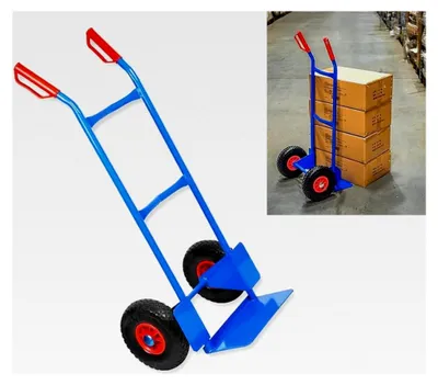 Produktbild von Sackkarre | 200 kg Tragfähigkeit mit Vollgummireifen | Transportwagen für Getränkekisten | Stabiler Stahlrahmen und PolyurethanRäder | Handkarre mit Sicherheitsgriffen