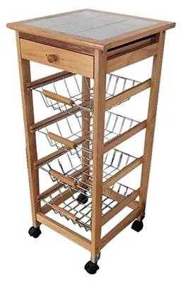 Produktbild von Küchenwagen mit Rollen und 4 Metallkörben