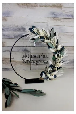 Produktbild von Personalisierter Trockenblumenkranz Tischkranz Hochzeit Eukalyptuskranz