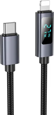 Produktbild von Kabel USB C zu Lightning Hoco PD 27W mit Display 1 m X112 schwarz