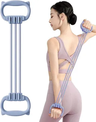 Image de Bande de résistance sportive en forme de 8 - Bleue - Résistance de 15 à 90 livres - Fabriquée en TPE+TPR - Bande de fitness pour le yoga, le Pilates et l'entraînement musculaire