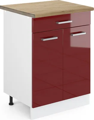 Produktbild von Küchenunterschrank Vicco R-Line Rot Hochglanz 60 cm mit Schublade, AP Eiche, Model 46268