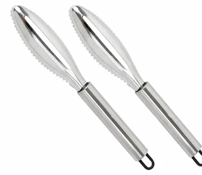 Fischschupper aus Edelstahl, 2 Stück, Sägezahn-Design