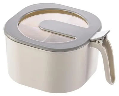 Immagine prodotto di Contenitore per spezie con coperchio, 14 x 8 cm, 4 scomparti, plastica, bianco. Set 4-in-1 con cucchiaini