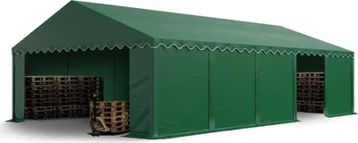 Produktbild von TOOLPORT Lagerzelt 5x10 m Zelthalle Unterstand Weidezelt PVC Plane 700 N wasserdicht in dunkelgrün