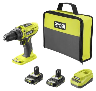 Zdjęcie produktu dla Wiertarko-wkrętarka udarowa RYOBI 18 V ONE+ R18PD32-2C20SP, w zestawie 2 akumulatory 2,0 Ah i ładowarka