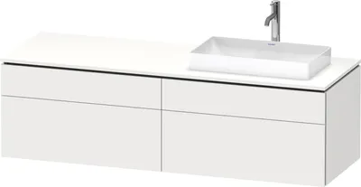 Image de Duravit L-Cube Meuble sous-lavabo en console suspendu, avec plan de toilette en console, 4 tiroirs, vasque à droite, 1620x482x550mm, LC4871R84840000