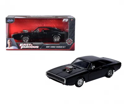 Produktbild von Jada Toys Fast & Furious 9 Dom's 1970 Dodge Charger, Tuning-Modell im Maßstab 1:24, zu öffnenden Türen, Freilauf, Motorhaube und Kofferraum, schwarz