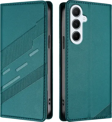 Image de Etui pour Samsung Galaxy A56 5G, étui portefeuille en cuirPolyuréthaneavec fente pour cartes et fonction stand Grün