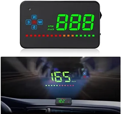 Produktbild von PolkaHome® Head-Up Display für Autos – 3,5 Zoll HUD Tachometer mit GPS, Geschwindigkeitsalarm, Müdigkeitsalarm, Farbdisplay, Plug & Play