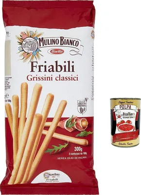 Produktbild von 12x Mulino Bianco Friabili Classici Grissini mit nachhaltigem Mehl 300g + Italian gourmet polpa 400g