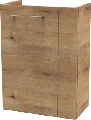 Produktbild von Fackelmann MILANO Waschbeckenunterschrank schmal  Unterschrank für Waschtisch im Gäste-WC (44 cm x 60 cm x 24,3 cm)  Türanschlag links  SBC Badezimmerschrank hängend in Braun hell