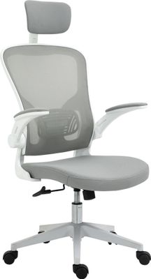 Kancelárska stolička Vinsetto ergonomická kancelárska stolička s funkciou hojdania vysoké operadlo bedrová opierka opierka hlavy sklopné rameno domáca kancelária sivá 65 x 64 x 114-122 cm