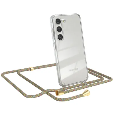 Produktbild von EAZY CASE Handykette kompatibel mit Samsung Galaxy S23, Handyhülle mit Umhängeband, Handykordel, Schutzhülle Clear, Band in Bunt