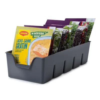 Produktbild von Gewürz Organizer für Schrank, Stapelbarer Gewürze Aufbewahrung, Gewürzbehälter aus Plastik, Gewürzorganiser Küche, grau