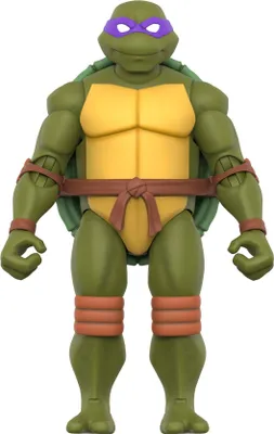 A full-body studio shot of a Teenage Mutant Ninja Turtle action figure.
