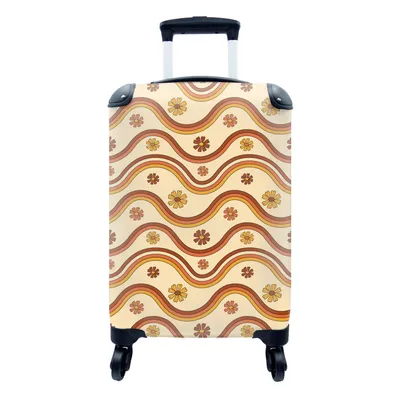 Produktbild von MuchoWow® Koffer Handgepäck Trolley Rollkoffer Kleine Reisekoffer mit 4 Rollen - Vintage - Muster - Regenbogen - Cabin Size < 55x40x23 cm & 55x40x20 cm - Fotokoffer - Kabinenkoffer - Boardgepäck - Reise-Box - Reisekoffer - Reisegepäck - Koffer mit Bild - Trolley für Kinder