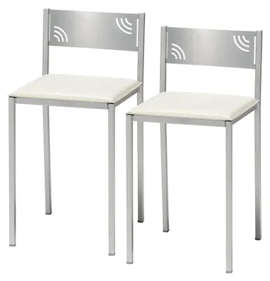 Produktbild von ASTIMESA Zwei Küchenhocker mit niedriger Rückenlehne aus weißem Kunstleder, Sitz