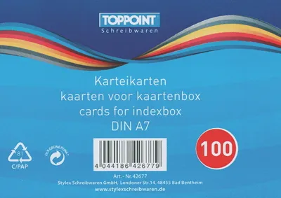 Produktbild von 100 Stylex Karteikarten DIN A7 weiss liniert